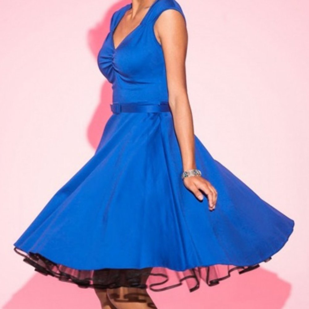 Pinup couture fit & flare blue dress
